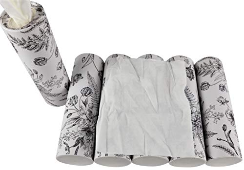 Facial Tissues 3-ply Perfect Car Tissue Holder for Travel & Home Improved Soft Quality Designed for Fun by Crabtree Collection (6-Pack Vintage Floral Canisters)