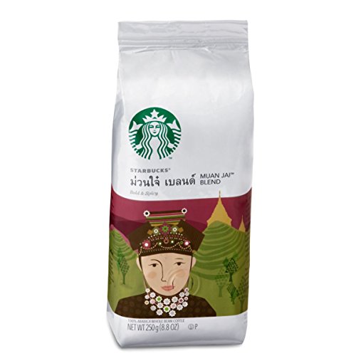 Starbucks Whole Bean- Muan Jai Blend 8.8 Ounce/250g,A bold blend of Arabica coffee from Thailand with lingering, earthy spiciness in the finish