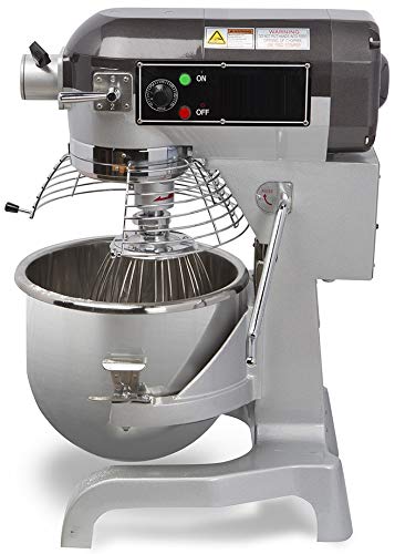 Chefâ€™s Exclusive CE744 Commercial All Purpose Gear Driven Planetary Stand Mixer with Timer 1.5 HP Motor and Safety Interlock Includes Dough Hook Flat Beater and Wire Whip, 20 Quart, Metallic