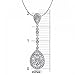 Bling Jewelry Bridal Vintage Deco Style Pave Crystal Teardrop Pendant Necklace Pendant for Bride for Women Wedding Silver Plated Brass