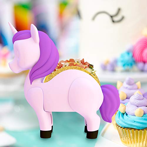 image for California Home Goods Unicorn Taco Holder for Kids, Set of 2 Taco Hold