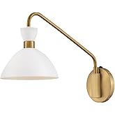 Lark Simon Single Light Indoor Sconce, Optional Hardwire or Plug-in, On/Off Switch, Articulating Arm, Matte White and Heritag