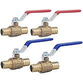 PEX Brass Ball Valve, 3/4-in PEX Lead Free Brass Shut Off Ball Valve with Red & Blue Long Lever Or T Handle,Pex Barb Water Va