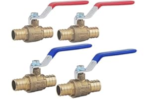 PEX Brass Ball Valve, 3/4-in PEX Lead Free Brass Shut Off Ball Valve with Red & Blue Long Lever Or T Handle,Pex Barb Water Va