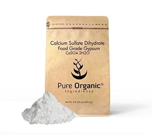 Calcium Sulfate or Calcium Sulphate (Gypsum)(Food grade)(Eco-Friendly Packaging) by Pure Organic Ingredients (32 oz (2 lb)) (also available in 4 oz, 11 oz, & 50 lb)