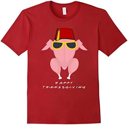 Mens Thanksgiving Shirt for Friends Funny Turkey Head T-shirt XL Cranberry