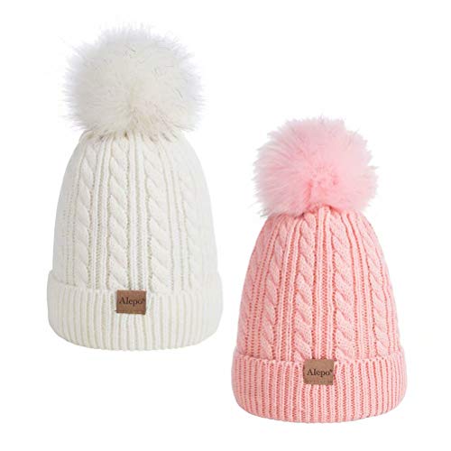 image for Alepo Kids Toddler Baby Winter Beanie Hat, Children's Warm Fleece Line
