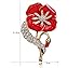SXON Poppy Flower Pin Brooch Rhinestone Inlaid Fancy Pretty Female