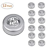 LEDINUS 12 Pack Tap Lights, LED Battery Operated Lights Stick On Touch Lamp Wireless Night Light for Closets, Cabinets, Counters, or Utility Rooms,Cordless Touch Light,Batteris Not Included