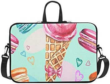 Summer Ice Cream Sprinkles Cone Macarons Pattern Briefcase Laptop Bag Messenger Shoulder Work Bag Crossbody Handbag for Business Travelling