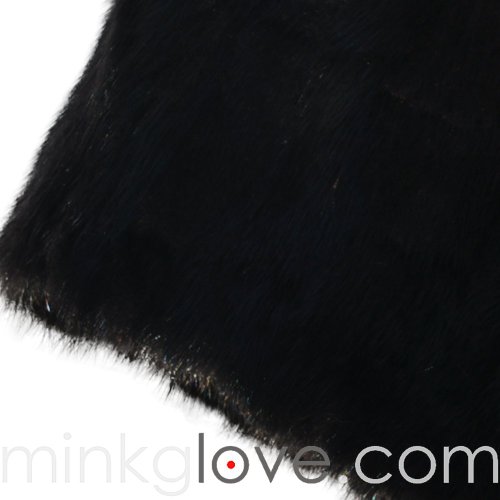 MinkgLove Black Rabbit Fur Underwear Boxer Shorts Satin Lined