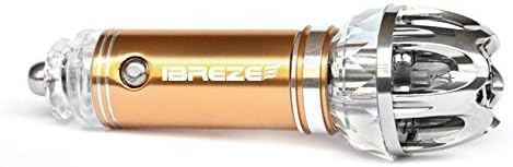New Model! iBreze Gold Car Air Purifier Ionizer JO-6281, Eliminate Bad smell from cigarette, pets and more - Best Smoke Odor Removal Available for your Auto - Makes a Great Gift