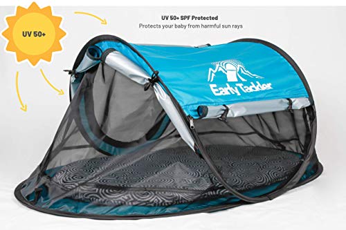 Early Tackler Bunji 209 Portable Beach Pop Up Tent for Babies UPF 50+ Lightweight Outdoor Travel Bed with Sleeping Pad and Blanket - Thumbnail 5