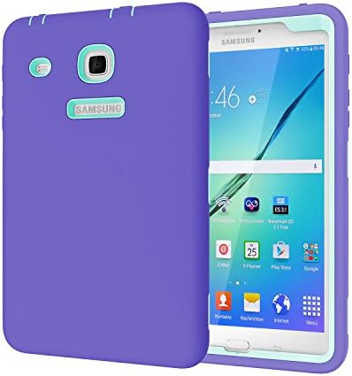 Samsung Galaxy Tab E 8.0 Case, LongSky Hybrid 3in1 High Impact Resistant Defender Cover, Heavy Duty Shockproof Armor Soft Silicone+Hard PC Case for Galaxy Tab E 8.0 inch SM-T377 / SM-T378/T375-Purple