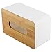 Yosooo Bamboo Tissue Box Modern Look Rectangular Paper Holder Boxes for Bathroom Dining Table Bedroom Storage Organizer(Rectangle), 21cm x 13cm x 9.8cm