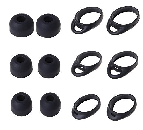 BLLQ for Samsung Gear IconX (2018 Edition) Ear Tips Wingtips 12 PCS Accessories, Silicone Earhooks Earbuds Cover Eargels Eartips for Galaxy Buds 2019, Black 12pcs