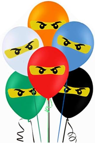 Merchant Medley 30 Count LEGO Ninjago Inspired Balloon Pack - Large 12" Inch Size - Latex - Includes 6 Styles