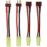 2 Pairs ShareGoo Mini Tamiya Style Connector to Deans T Plug Male Female 16AWG Silicone Cable Wire Adapter for RC ESC Speed Controller Lipo Battery Charging,3.14