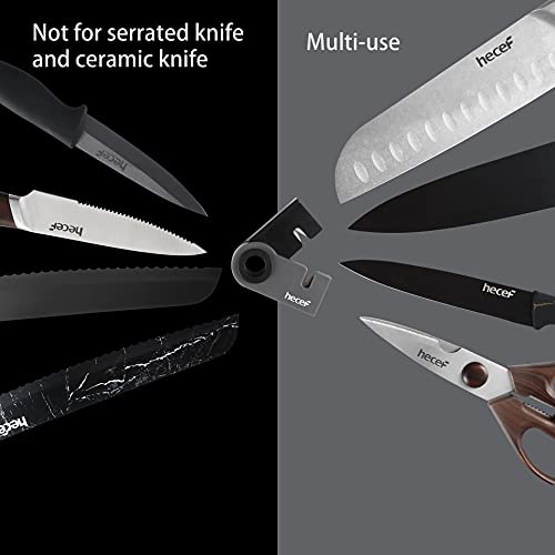 hecef Portable Kitchen Knife Sharpener, 2-stage Mini Sharpening Tools for Indoor & Outdoor Activities , Black& Grey