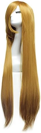 LeWang 40" 100cm Long Straight Anime Cosplay Hair Costume Party Wig (Yellow)