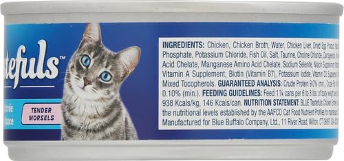 BLUE BUFFALO TASTEFULS NATURAL TENDER MORSELS WET CAT FOOD, CHICKEN ENTRÉE 5.5-OZ CANS (PACK OF 24)