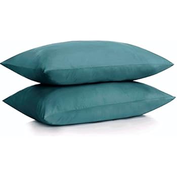 ALEXANDRA'S SECRET HOME COLLECTION Microfiber Pillow Case with Zipper, 2 Pillow Cases (Standard, Teal)
