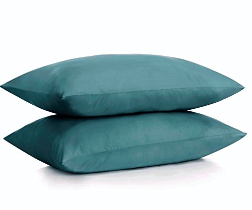 DreamHome Microfiber Pillowcases, Set of 2 (Standard, Teal)