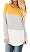 For G and PL Women's Color Block Grey Stripe Contrast Casual Top Yellow XL