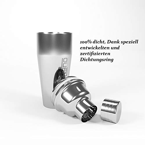 Nyno-Homeware 4-teiliges Cocktail Shaker Set hochwertigem Edelstahl - Shaker mit eingebautem Sieb, Löffel, Barstößel… – Bild 3