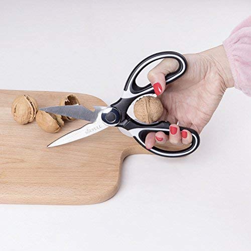 Heavy Duty Kitchen Shears - Soufull Multifunction Kitchen Scissors with Blade Cover -Purpose Utility Scissors for Chicken, Poultry, Fish, Meat, Vegetables, Herbs, BBQ - Multipurpose Kitchen Scissors