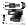 1080P Webcam with Microphone, Streaming Web Camera with 3 Colors Ring Light & Tripod, Auto-Focus HD Streaming Camera…
