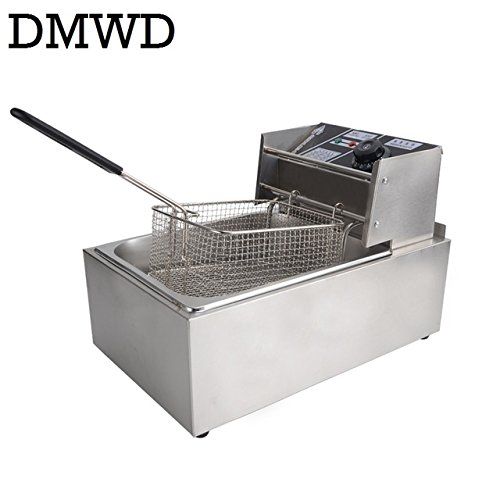Click Here to See More Images Electric deep fryer Multifunctional Household Commercial Stainless steel Grill Frying pan French fries machine hot pot 6L 2.5kw