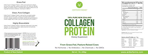 Antler Farms - 100% Pure New Zealand Collagen Protein Powder from Grass Fed Cows, Unflavored, 1 lb - - //coolthings.us