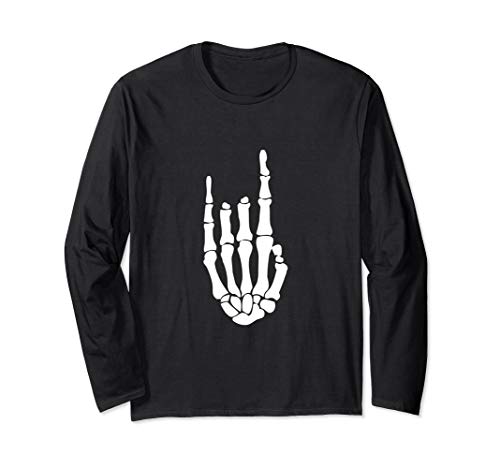 Halloween skeleton hand for women skull finger rock n roll Long Sleeve T-Shirt
