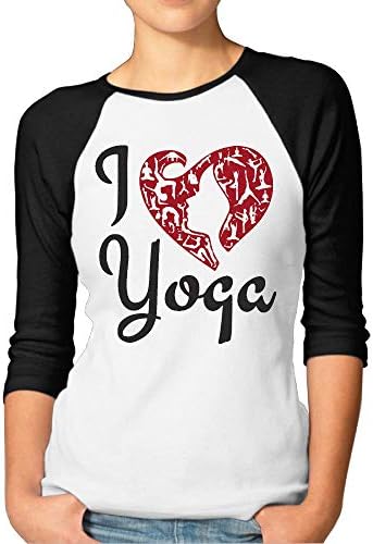 TEZHUOERFEI I Heart Yoga Womens Womens 3/4 Sleeve 100% Cotton Baseball Tee Shirt