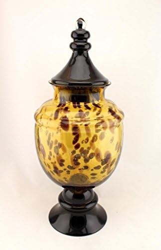 21" Hand Blown Glass Murano Art Style Footed Vase Apothecary Jar Amber Decorative