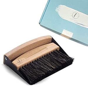 Tafelbezem met schep – tafelveger met magneethouder – meelbezem tafelveger mini bezem – handbezem houten handveger en…