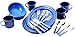 Unica Camping Collection 24-Piece Camping Dinnerware Set, Blue Enamel, Service for 4