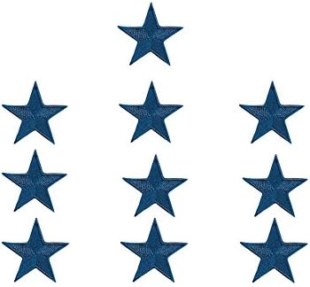 Set of 10 Blue stars Embroidered applique Sew Iron on Patch 1.57 x 1.57 inches