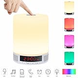 LED Wireless Speaker,ELEGIANT Portable Wireless Speaker,LED Bedside Table Lamp,Dimmable Night Light with Touch Control,Alarm Clock, Hands-Free Speakerphone with Mic,TF Card Function