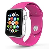Apple Watch Band, HuanlongTM 42mm New Soft Silicone Sport Style Replacement Iwatch Strap for Apple Wrist Watch (Barbie Pink 42mm S/M)