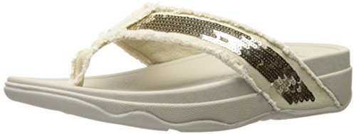 Fitflop women s surfa sequin flip flop, stone, 5 m us