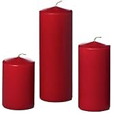 D'light Online 3 Inch Round Unscented Vase Fit Assorted Size Red Pillar Candles Set of 3 - Premium Wax Pillar Candles for Wedding, Spa, Party, Birthday, Holiday, Bath and Home Decor