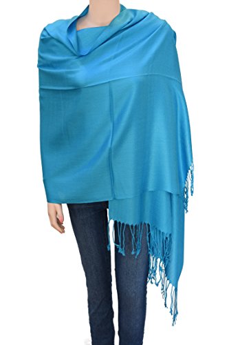 Flyingeagle Trade Solid Color Pashmina Shawl Scarf for Women (Blue)