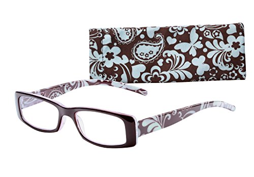 Wink Fancy Brown Floral Rectangle Reading Glass with Matching Pattern Case, +1.75, 0.200 Ounce