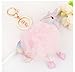 Kissweet Cute Imitation Fur Furry Rainbow Unicorn Keychain Pom Pom Plush Bag Pendant Charms (Unicorn-Pink)