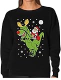 TeeStars - T-Rex Santa Ride Funny Ugly Christmas Sweater Women Sweatshirt