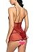 Avidlove Women Nightwear Lace Babydoll Strap Chemise Halter Lingerie Wine Red L