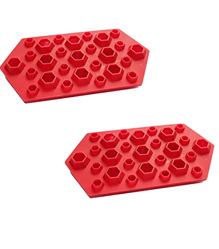 TLT Pack of 2 Silicone 3D Diamonds Gem Shaped Ice Cube Candy Chocolate Mold (Red) MJ011R