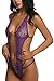 Avidlove Teddy Lingerie for Women Deep V Halter Lace Babydoll Mini Bodysuit Purple XX-Large